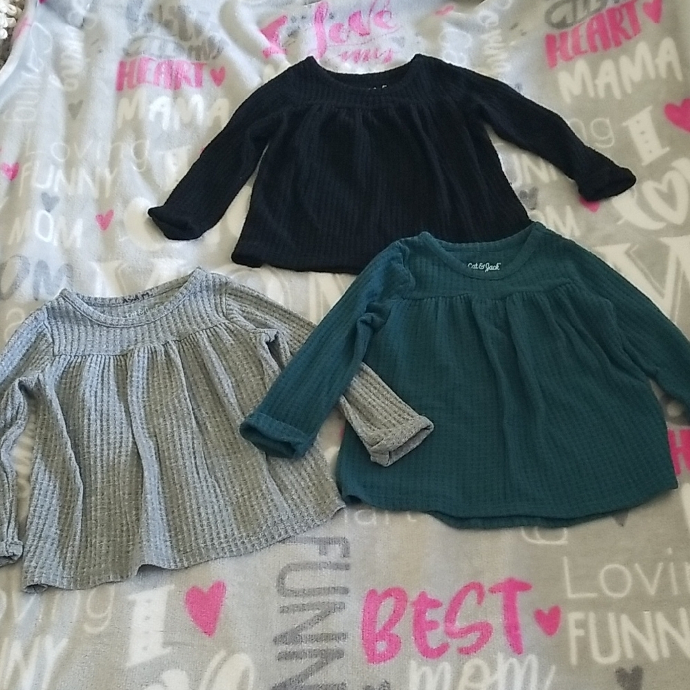 ❣5 for $25 Sale❣Bundle Of Cat & Jack Long Sleeve Waffle Knit Tops - 2T